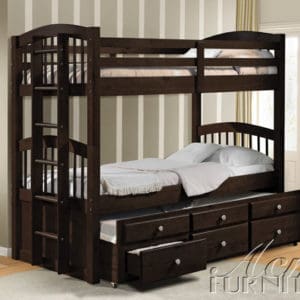 Micah Espresso Finish Twin/Twin Bunk Bed Trundle Set