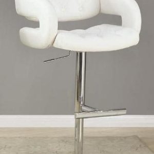 Contemporary Adjustable Height White Bar Stool