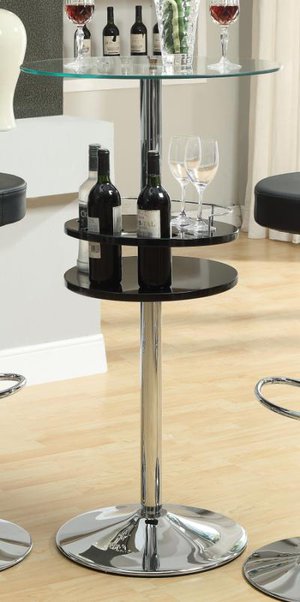 Tempered Glass Top Bar Table with Storage