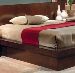 Jessica Cappuccino Queen Size Platform Bed & (2) Panel Nightstands Set
