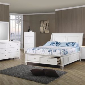 Selena Youth Full Size Storage Bed, Dresser, Mirror & Nightstand Set