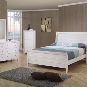 Selena Youth Full Size Sleigh Bed, Dresser, Mirror & Nightstand Set