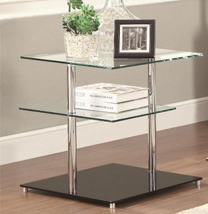 Square Tempered Glass Tiered End Table