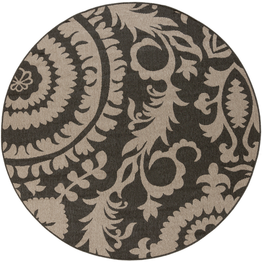 Alfresco Black/Taupe 5'3" Round Rug