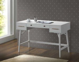 White Mid-Century Desk