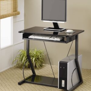 Tempered Glass Computer Desk with Keyboard Tray