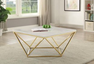 Faux Carrera Marble Top Coffee Table