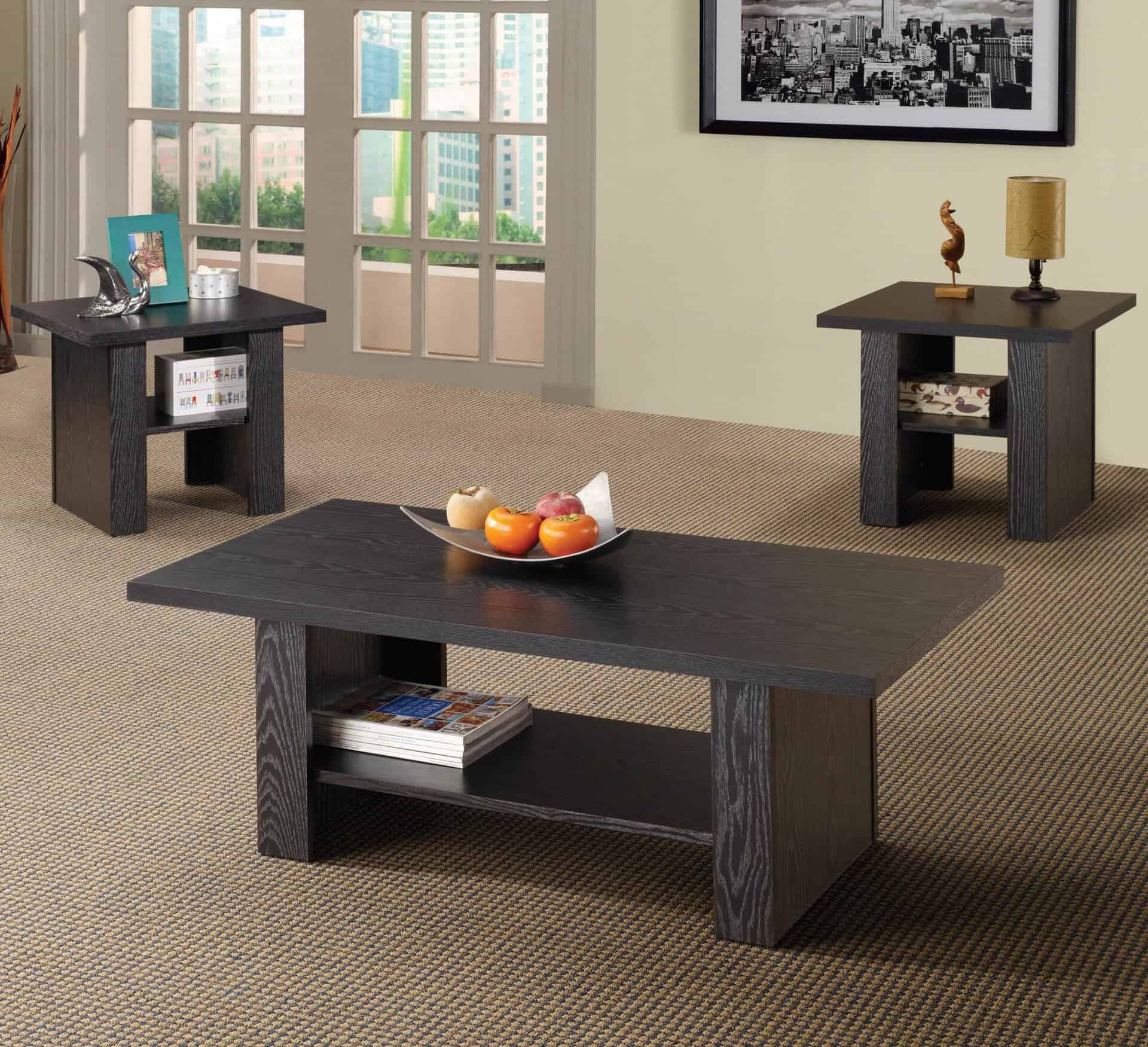 3 Piece Black Occasional Table Set