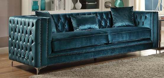 Gillian Dark Teal Velvet Sofa