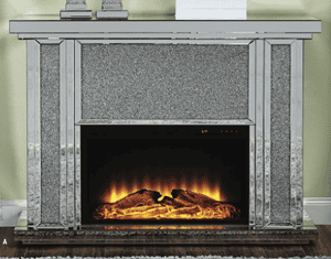 Nowles Mirrored & Faux Stones Fireplace