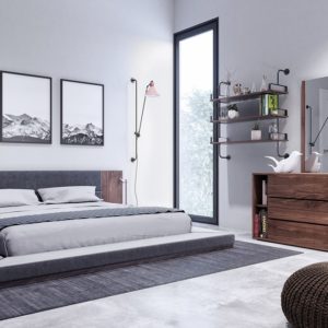 Nova Domus Jagger King Modern Dark Grey & Walnut Bedroom Set
