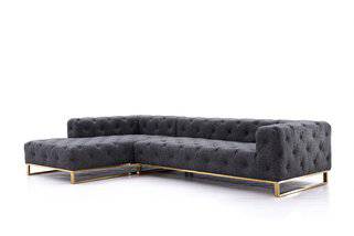 Divani Casa Willa Modern Grey Fabric Sectional Sofa
