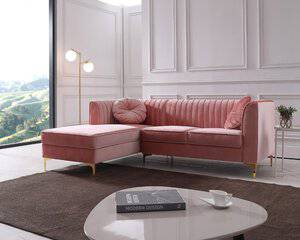 Divani Casa Rachel Modern Pink Velvet Sectional Sofa