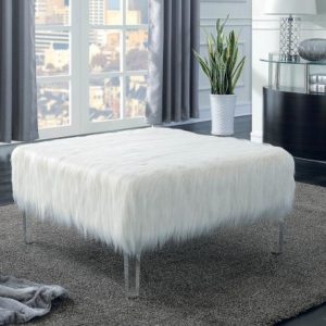 White Faux Sheep Skin Ottoman