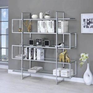Chrome & Clear Tempered Glass Bookcase