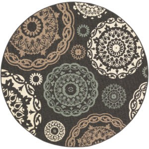 Alfresco Black 7'3" Round Rug