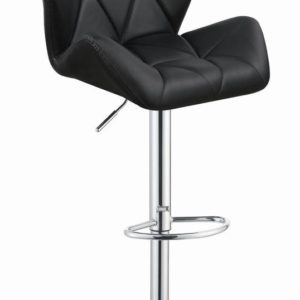 2 Chrome Black Leatherette Adjustable Bar Stools