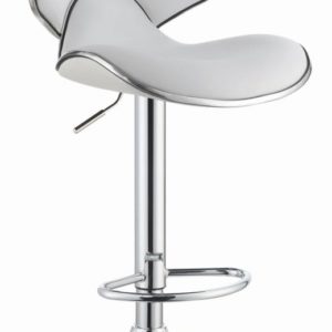 2 White Chrome Leatherette Bar Stools