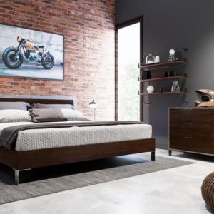 Nova Domus Conner Modern Dark Walnut & Faux Concrete Queen Bedroom Set