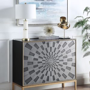 Quilla Black, Gray, and Brass Cabinet
