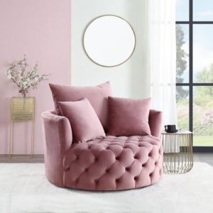 Zunyas Pink Swivel Accent Chair