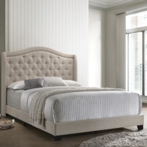 Sonoma Upholstered Beige Queen Size Bed