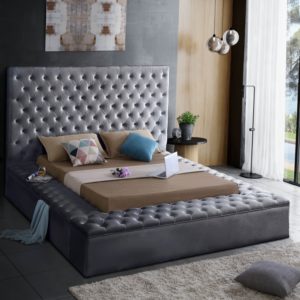 Bliss Gray Velvet Twin Size Bed