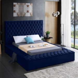 Bliss Blue Velvet Full Size Bed
