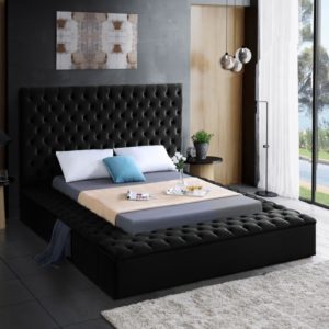 Bliss Black Velvet Full Size Bed
