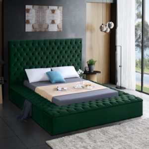 Bliss Green Queen Velvet Bed