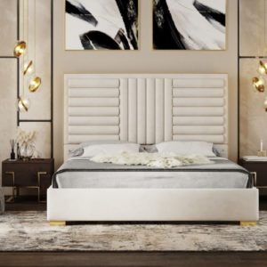 Modrest Daystar - Eastern King Modern Beige Velvet & Gold Bed