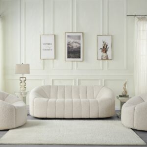Osmash White Teddy Sherpa Living Room Collection
