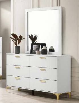 Kendall White 6-Drawer Dresser & Mirror