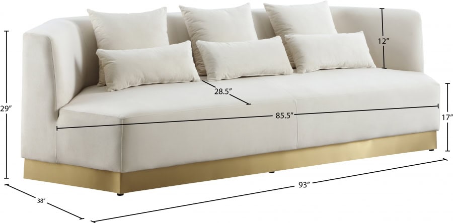 Marquis Cream Velvet Sofa - Image 2