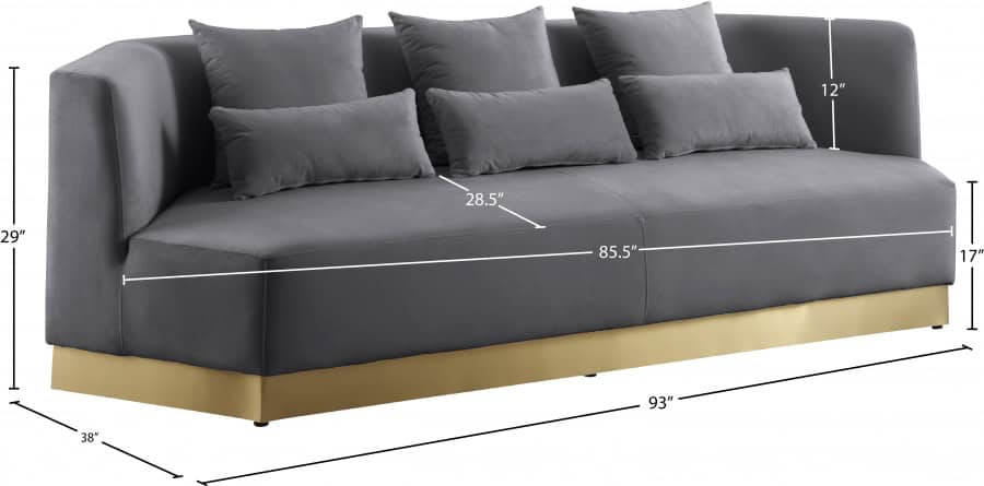 Marquis Grey Velvet Sofa - Image 2