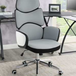 Upholstered Office Chair Light with Casters Grey and Chrome