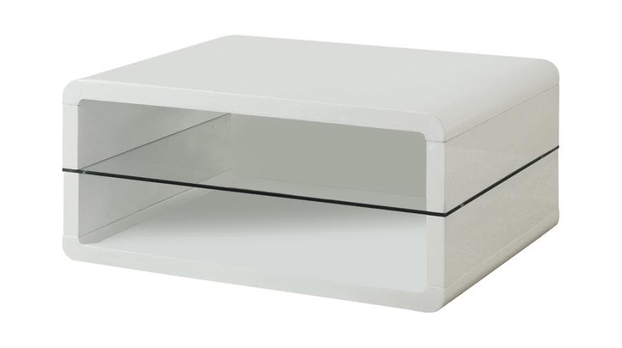 Elana Rectangle 2-shelf Coffee Table Glossy Whit - Image 2