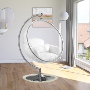 White Luna Acrylic Swing Bubble Accent Chair