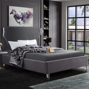 Full Size Ghost Grey Velvet Bed