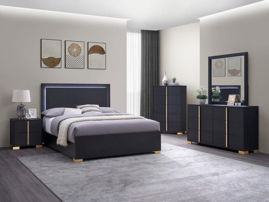 Marceline Black LED Bed Room Collection