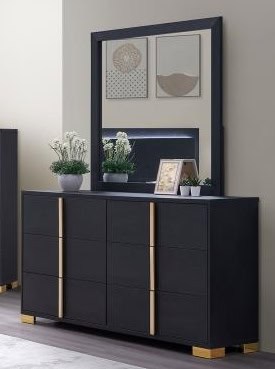 Marceline 6-drawer Dresser & Mirror Black