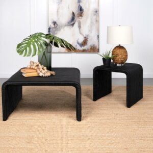 Cahya Woven Rattan Black Coffee Table & End Table