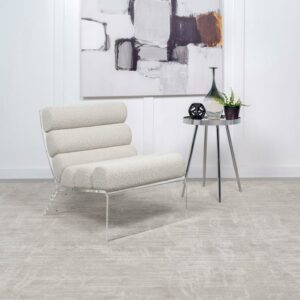 White Serreta Boucle Upholstered Armless Accent Chair