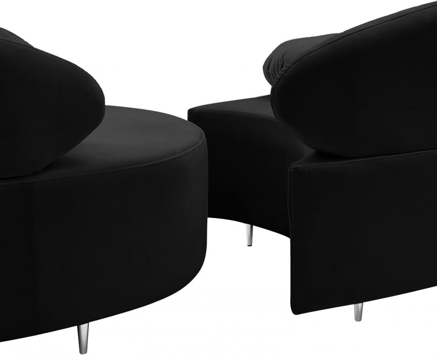Vivacious Black Velvet 3pc. Sectional - Image 3