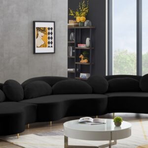 Vivacious Black Velvet 3pc. Sectional