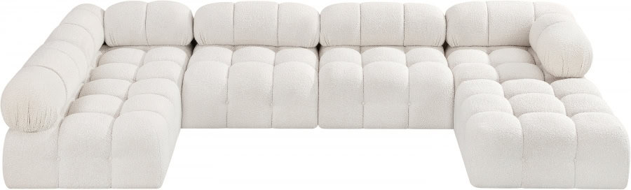 Ames Cream Boucle Fabric Sectional - Image 2
