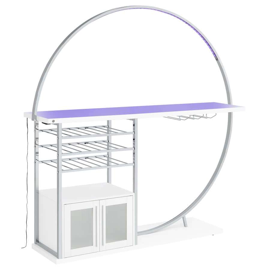 Risley White 2-door Circular LED Home Bar - Image 4