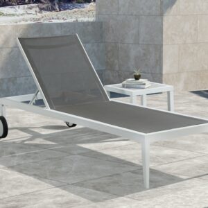 Nizuc Grey Outdoor Patio Adjustable Sun Chaise Lounge Chair