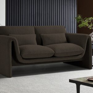 Stylus Boucle Brown Fabric Loveseat