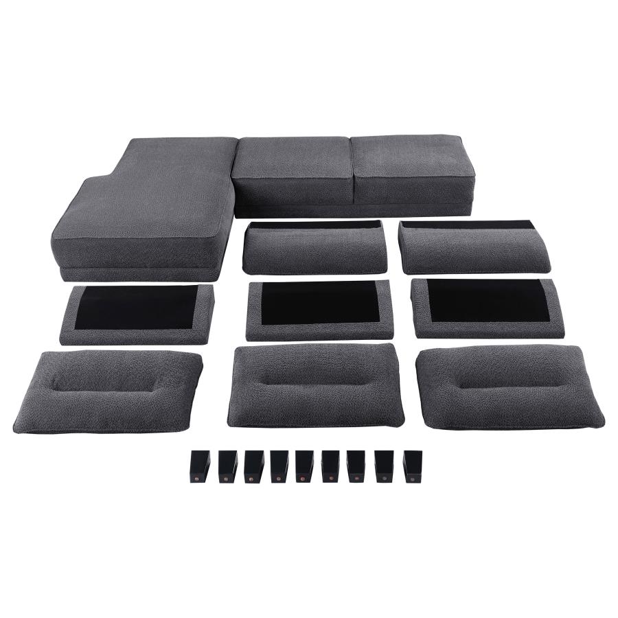 Caspian Upholstered Curved Arms Sectional Sofa Grey - Image 6